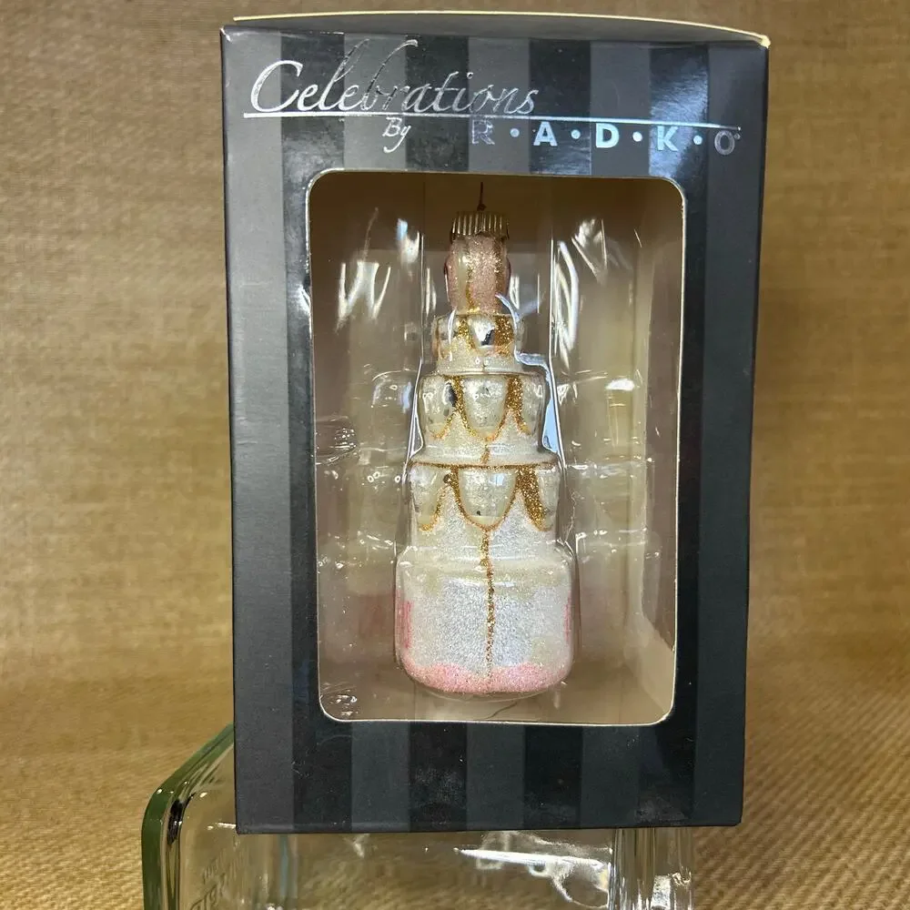Radko Our First Christmas Wedding Cake Ornament NIB 2008 Celebrations